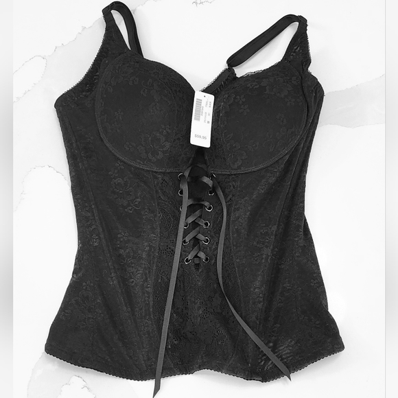 NWT Black Pushup Corset - "Boning" Supports Front & Back for Smooth Profile - Picture 16 of 16